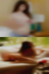 Naked woman putting balls her